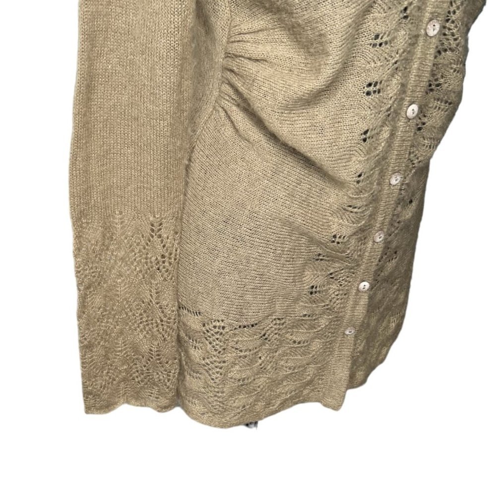 Anthropologie Rosie Neira Mohair Blend Crochet Pointelle Cardigan Sweater Size S - Picture 5 of 11
